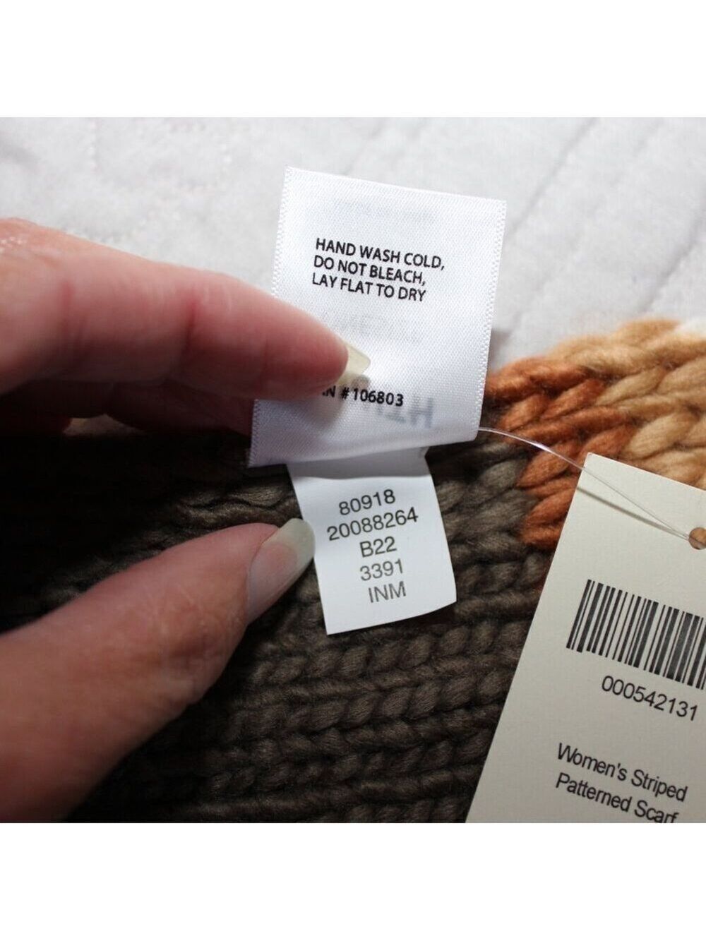 Duluth Trading Company Heavy Knitted Scarf Green Brown Orange 68X13 Thick NWT - Picture 4 of 5